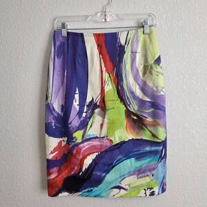 Lela Rose / Brushstroke Abstract Paint Pencil Skirt Sz 6